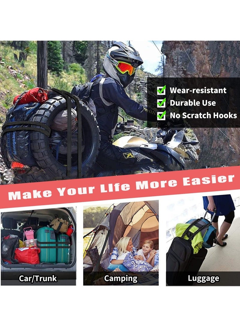 Captaintech Bungee Cords with Hooks 2M set of 4 Long Straps Heavy Duty Elastic Rope Metal Hook Extra Strong Flat for Bike Motorcycle Car Caravan Trunks Camping RVs Luggage Roof Racks - Image 5