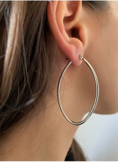 Minimalist Oval Hoop Earrings- Silver - pzsku/ZE9AFF303DE4183094B34Z/45/_/1701978007/e8ddd140-0137-4667-a45c-3c8802a975fb