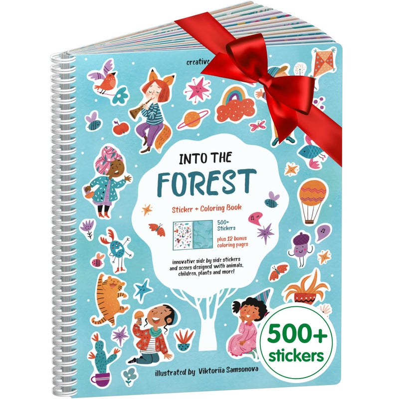 CUPKIN Whimsical Sticker Book Activity for Kids, Into The Forest by Cupkin, Toddler Airplane Travel Essentials, 500+ Stickers for Kids 12 Scenes + Coloring Book Pages, Crafts Ages 2-8 - Image 1