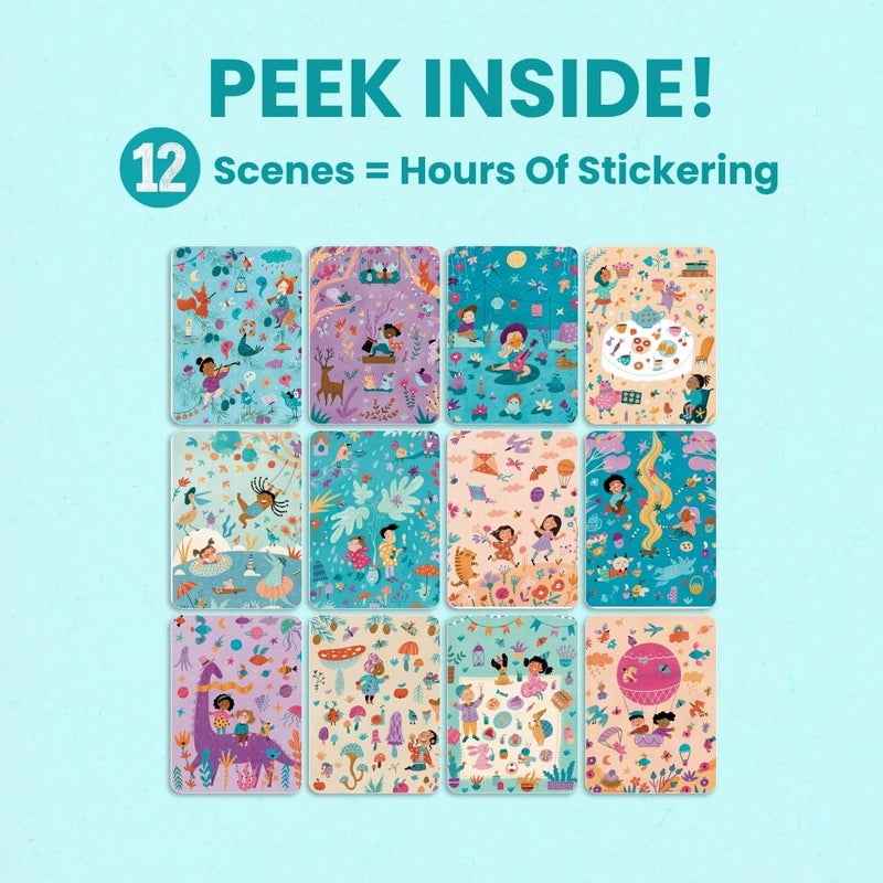 CUPKIN Whimsical Sticker Book Activity for Kids, Into The Forest by Cupkin, Toddler Airplane Travel Essentials, 500+ Stickers for Kids 12 Scenes + Coloring Book Pages, Crafts Ages 2-8 - Image 5