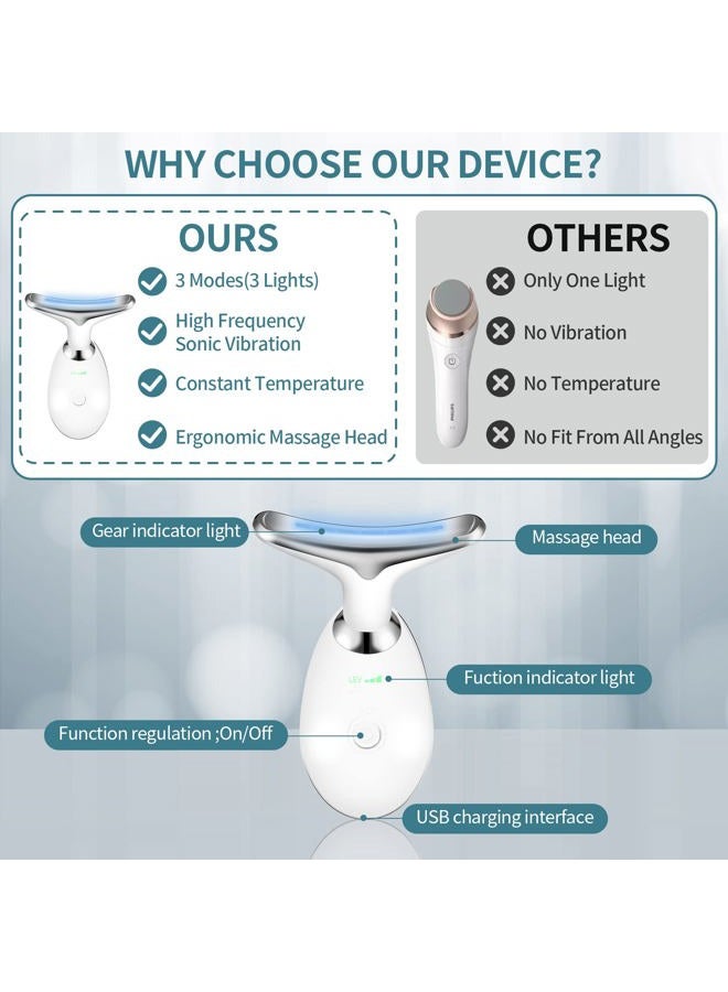 SIMER Firming Wrinkle Removal Device for Neck and Face, Double Chin Face Massager Vibration Face Massager with 3 Color Modes for Smooth, Tightening Skin - Image 5