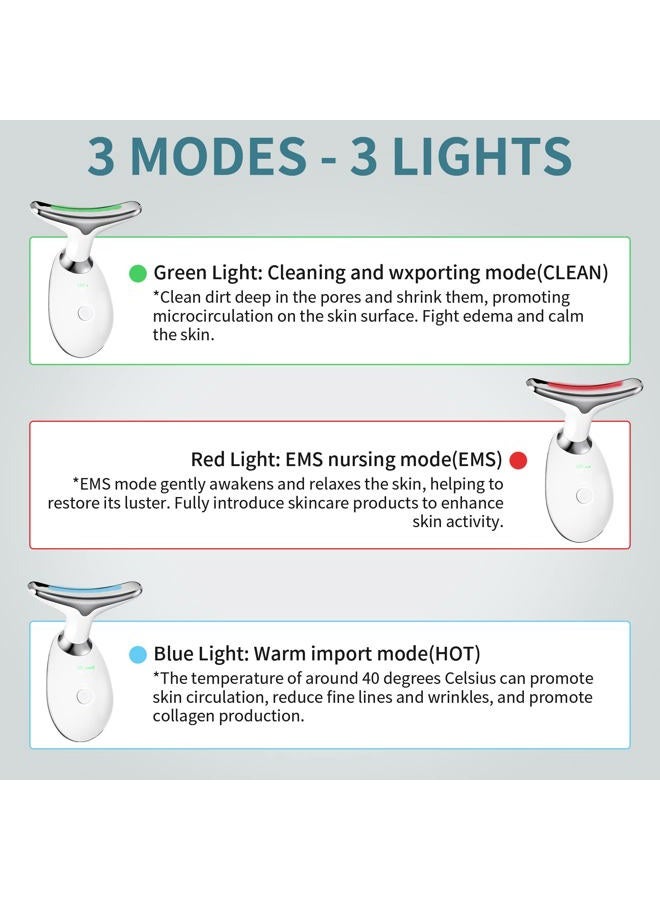 SIMER Firming Wrinkle Removal Device for Neck and Face, Double Chin Face Massager Vibration Face Massager with 3 Color Modes for Smooth, Tightening Skin - Image 3