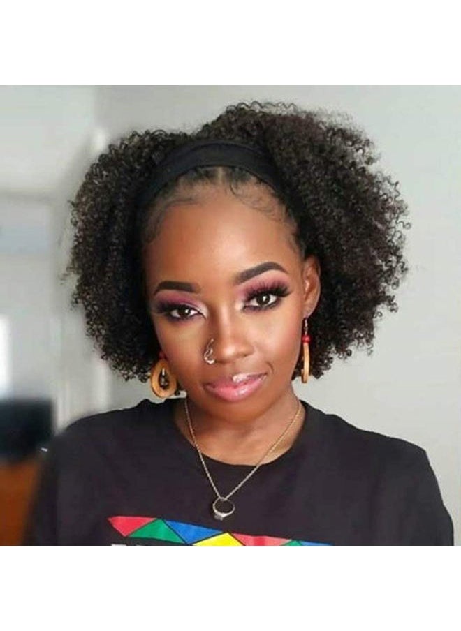 Legendhair - Glueless Wig Human Hair Curly Bob Pixie Cut Headband Wigs Human Hair Afro kinky Curly None Lace Front Wigs for Black Women 180% Density Machine Made Headband Wigs Natural Color (8Inch) - Image 1
