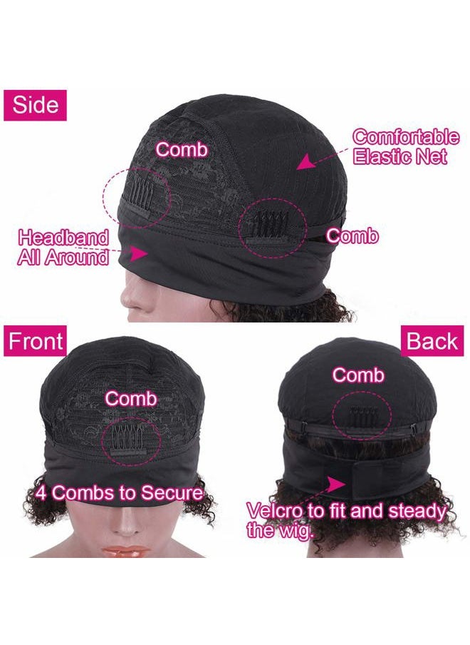 Legendhair - Glueless Wig Human Hair Curly Bob Pixie Cut Headband Wigs Human Hair Afro kinky Curly None Lace Front Wigs for Black Women 180% Density Machine Made Headband Wigs Natural Color (8Inch) - Image 1