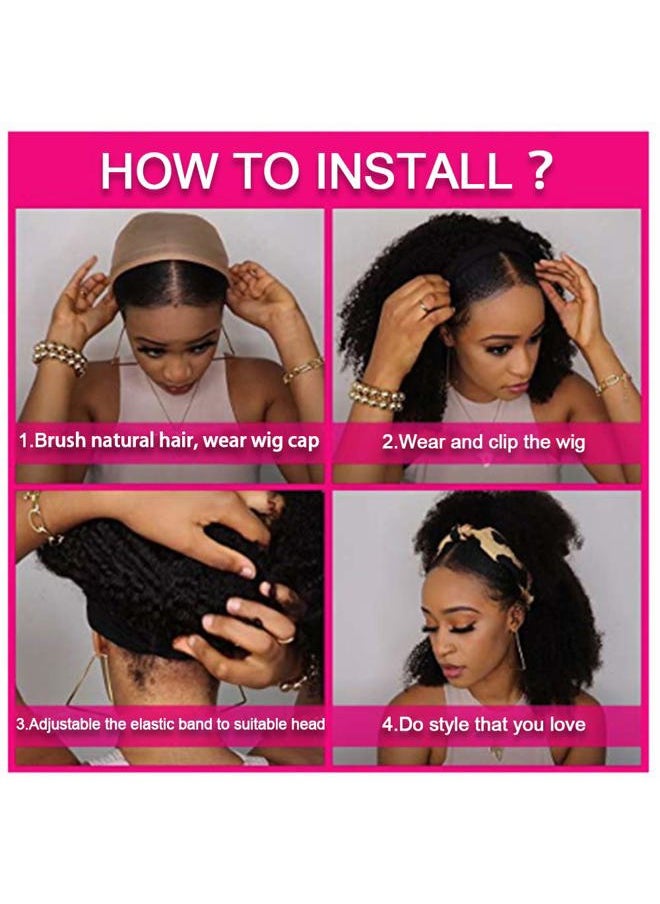 Legendhair - Glueless Wig Human Hair Curly Bob Pixie Cut Headband Wigs Human Hair Afro kinky Curly None Lace Front Wigs for Black Women 180% Density Machine Made Headband Wigs Natural Color (8Inch) - Image 1
