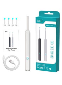 Arabest Ear Wax Removal, Wi-Fi Visible Wax Elimination Spoon with 4 Soft Silicone Ear Scoops, Wireless Ear Endoscope 1296P HD with LED Light for iPhone, iPad, Android Phones (White)  - Image 1