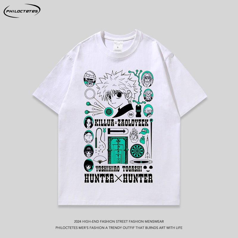260G Heavy Distressed Washed Fun Cartoon Vintage Printed Short Sleeve T-Shirt Men'S And Women'S Street Fashion Brand Half Sleeve Tee - Image 2