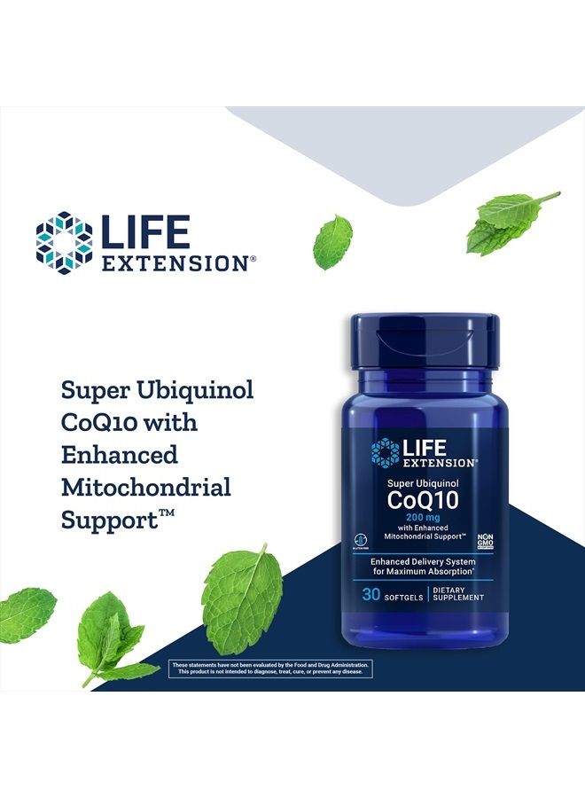 Life Extension Super Ubiquinol Coq10 With Enhanced Mitochondrial Support – Ultra-absorbable Coq10 Benefits Cell Energy, Heart & Brain Health – Non-gmo – Gluten-free – 200 Mg – 30 Softgels - Image 4