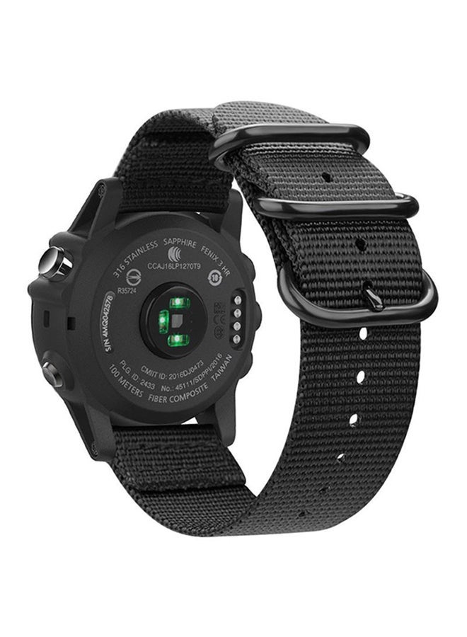 NIBEMINENT Nylon Replacement Band For Garmin Fenix 3/Fenix 3 HR/Fenix 5X/5X Plus Black  - Image 1