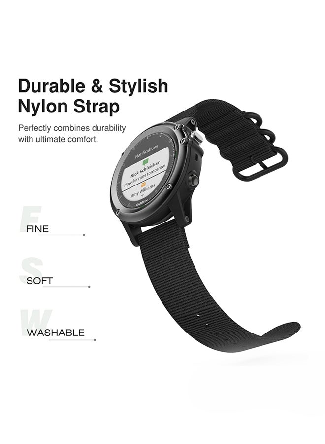 NIBEMINENT Nylon Replacement Band For Garmin Fenix 3/Fenix 3 HR/Fenix 5X/5X Plus Black  - Image 5