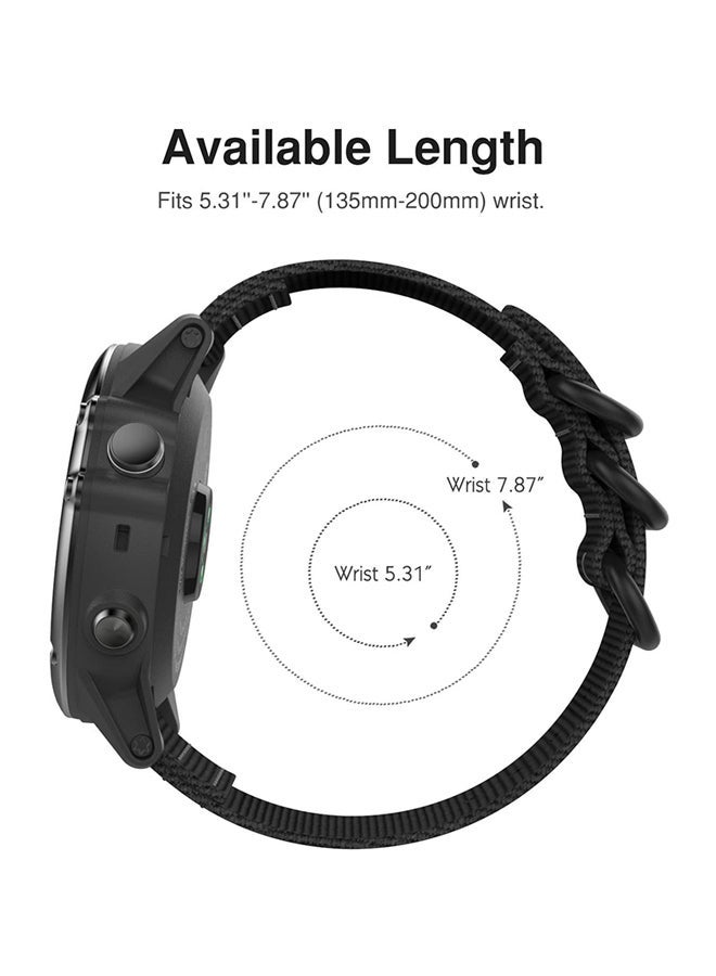 NIBEMINENT Nylon Replacement Band For Garmin Fenix 3/Fenix 3 HR/Fenix 5X/5X Plus Black  - Image 4