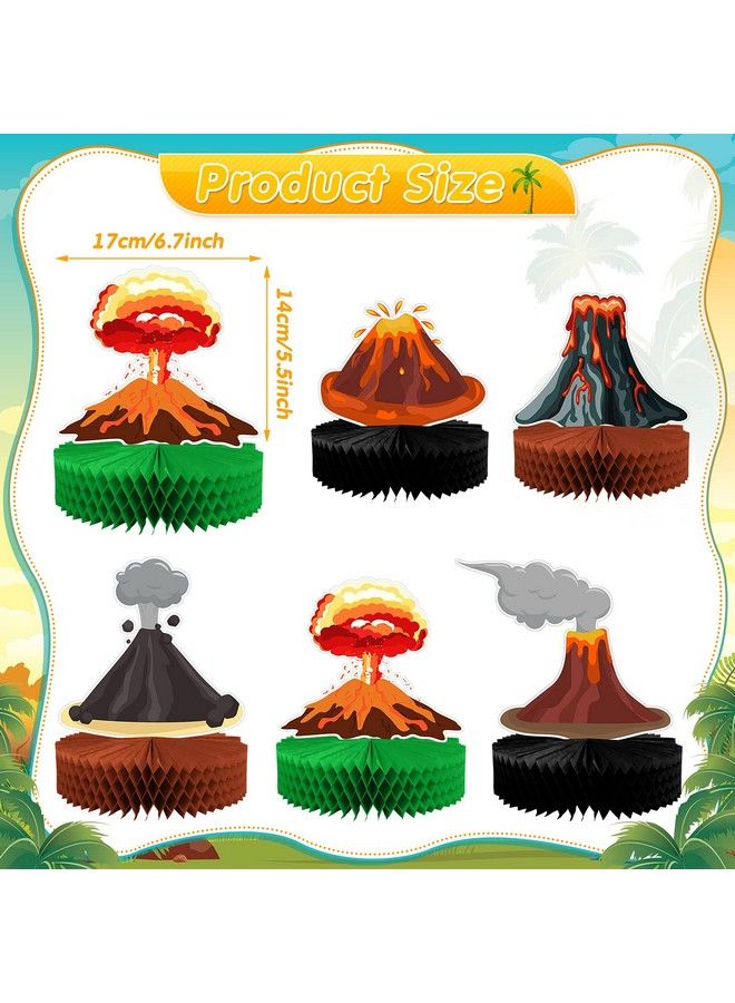 Chinco 6 قطع زينة مركزية بركان هدايا حفلة البركان زينة حفلة الديناصورات، إعداد طاولة الحمم، لوازم حفلة النار، لواء، حفلة هاواي، لوازم حفلة تيكي - Image 3