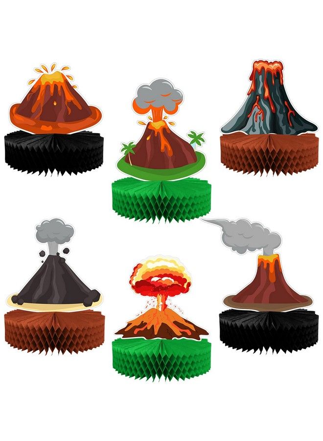Chinco 6 قطع زينة مركزية بركان هدايا حفلة البركان زينة حفلة الديناصورات، إعداد طاولة الحمم، لوازم حفلة النار، لواء، حفلة هاواي، لوازم حفلة تيكي - Image 1