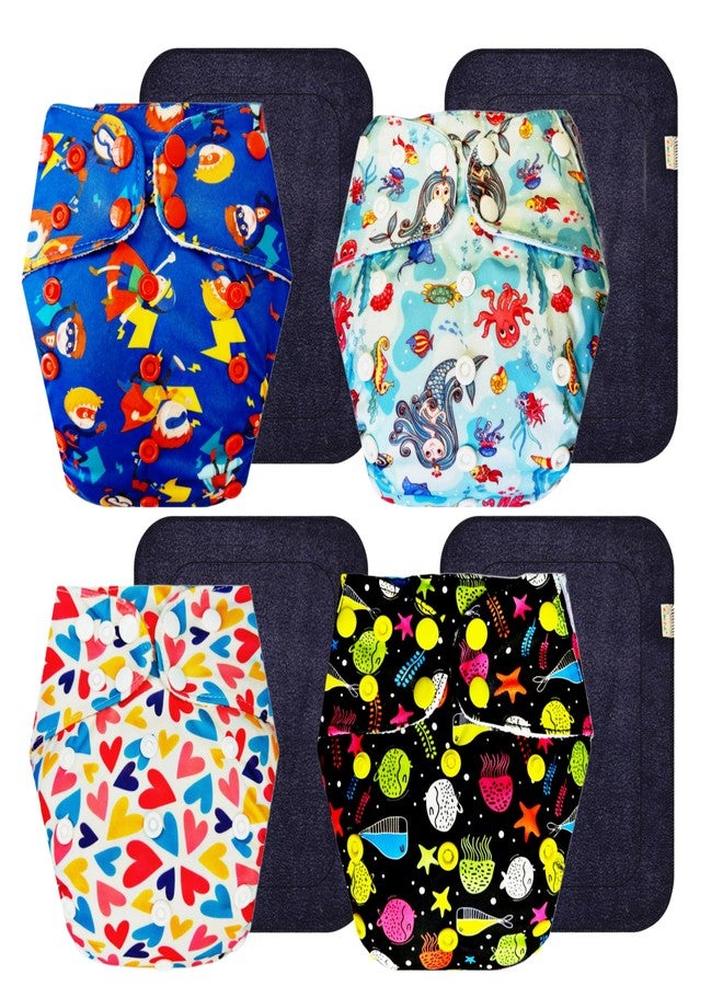 Dumbledo Premium Cloth Diaper with Black Insert (Pack of 4) | Hypoallergenic | Reusable & Washable | Easy to Clean | Worry-Free Diapering | 3 Months - 3 Years | Unisex Baby - Image 1