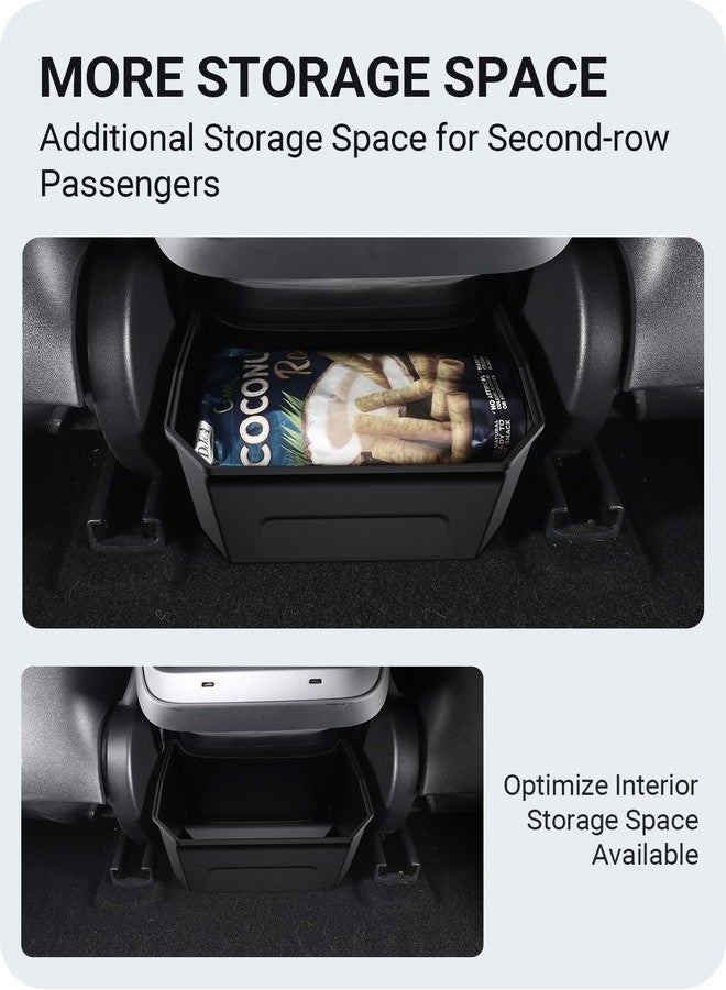 صينية تنظيم وحدة التحكم الخلفية من BASENOR، تصميم بسيط باللون الأسود، موديل 2017-2023، صندوق تخزين للمقعد الخلفي مع غطاء، ملحقات داخلية لسيارة تسلا موديل 3 - Image 3