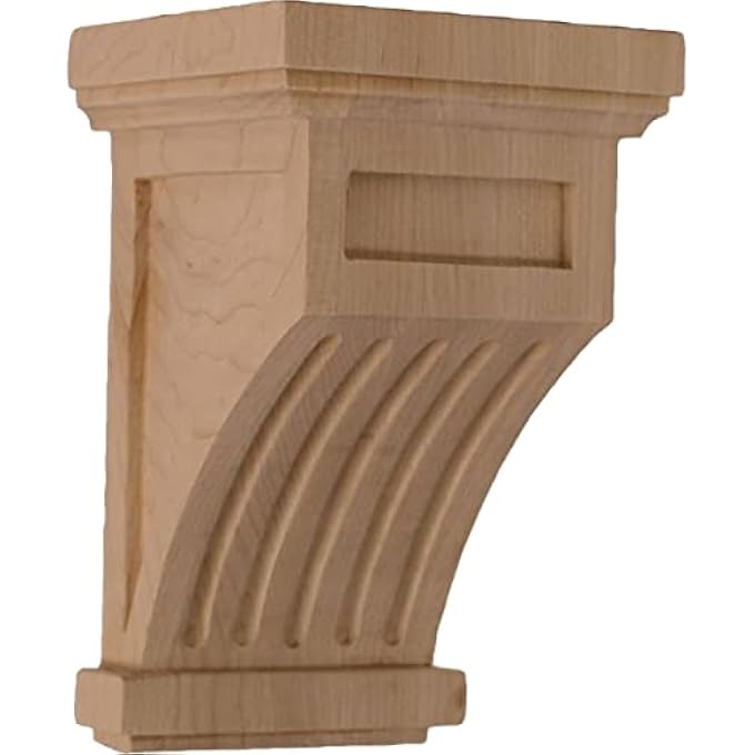 COR04X04X07FLRO 4 1/4-INCH W X 4 1/4-INCH D X 7-INCH H FLUTED CORBEL, RED OAK - Image 1