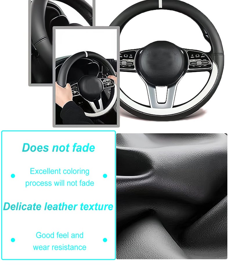 Sawuaa Custom fit for Ford Car Steering Wheel Cover, Nappa Leather Non-Slip Steering Wheel Cover, Designed for for-d Interior Accessories (Brown,for Ford) - Image 4