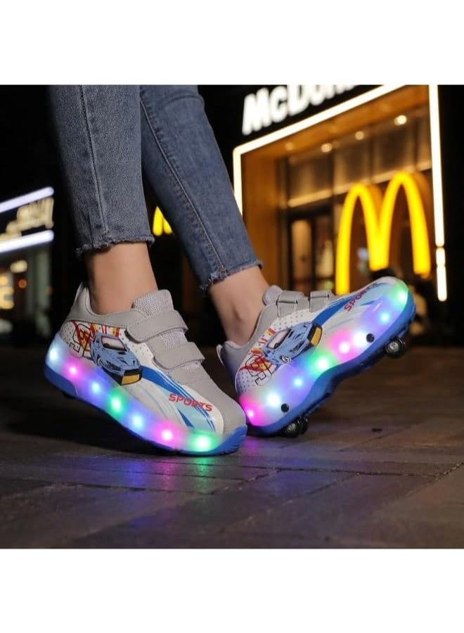 أحذية تزلج دوارة قابلة للسحب للأطفال مع عجلات LED مضيئة، أحذية رياضية بكرة مزدوجة 2 في 1، مقاس 36 - Image 2
