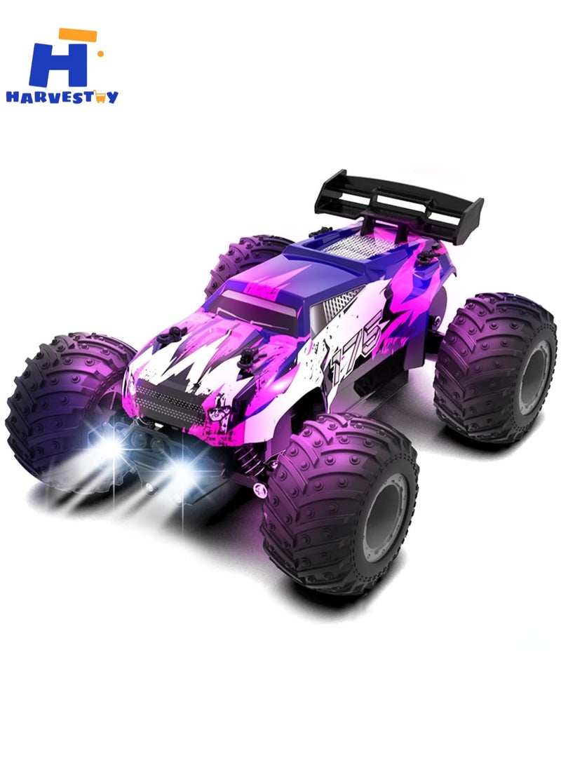 Harvestoy Rechargeable Remote Control Car Toys - RC Cars, Handcontrolled Car for Boy, 4WD Electric Vehicle Toys with Headlights & Colorful Car Body Lights, Gift for Boys Girls Kids  - Image 1
