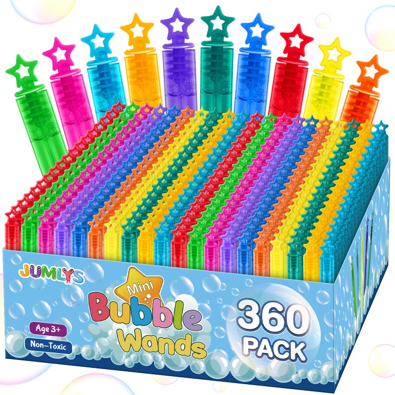 Jumlys 360 Pcs Mini Bubble Wands in 10 Colors Bulk Party Favors for Kids Themed Birthday Christmas New Year Valentine Carnival School Classroom Prizes for Boys Girls Ideal Goodies Bags Stuffers - Image 2