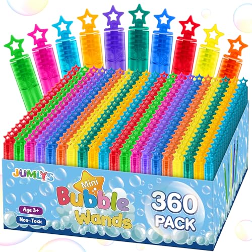 Jumlys 360 Pcs Mini Bubble Wands in 10 Colors Bulk Party Favors for Kids Themed Birthday Christmas New Year Valentine Carnival School Classroom Prizes for Boys Girls Ideal Goodies Bags Stuffers - Image 1