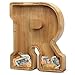 AORCMITN Extra Large Wooden Letter Coin Piggy Bank for Boys Girls Kids Toddler Alphabet R Money Bank InitialR12 - Image 2
