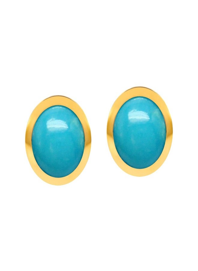 Silvershake 4MM Petite Genuine Round Shape Arizona American Turquoise 14K Yellow Gold Plated 925 Sterling Silver Stud Gemstone Earrings Womens Jewelry Best for Second and Third Hole - Image 5