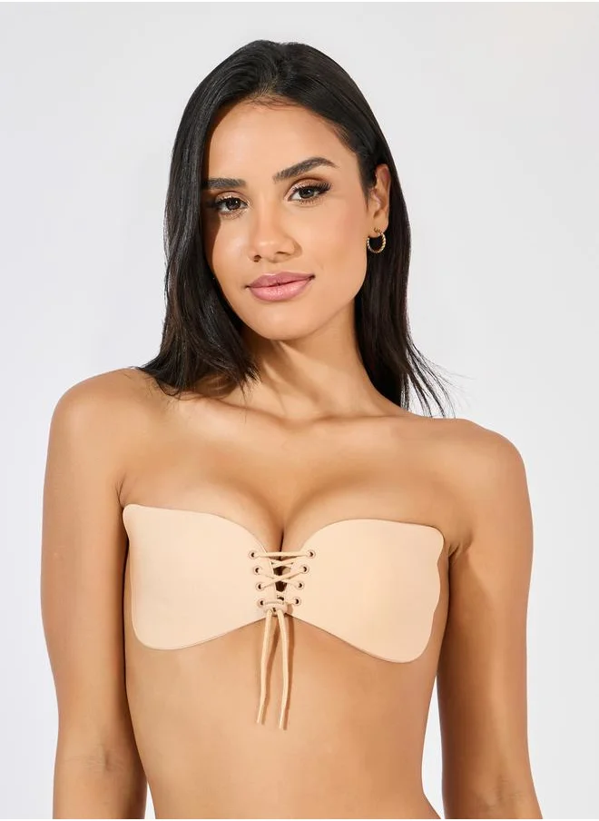 Styli Lace Up Front Fastening Stick On Bra