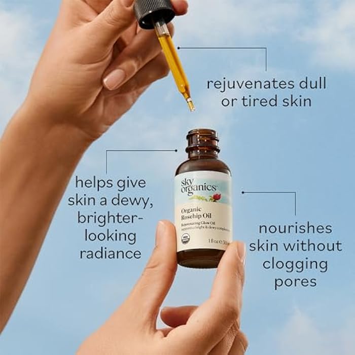 Sky Organics Organic Rosehip Oil (1oz) Cold-Pressed Rosehip Seed Oil, Anti-aging Face Oil, Antioxidant Face Oil, 100% Pure Anti-Aging Rosehip Seed Oil for Radiant Skin, Hair and Acne - Image 4