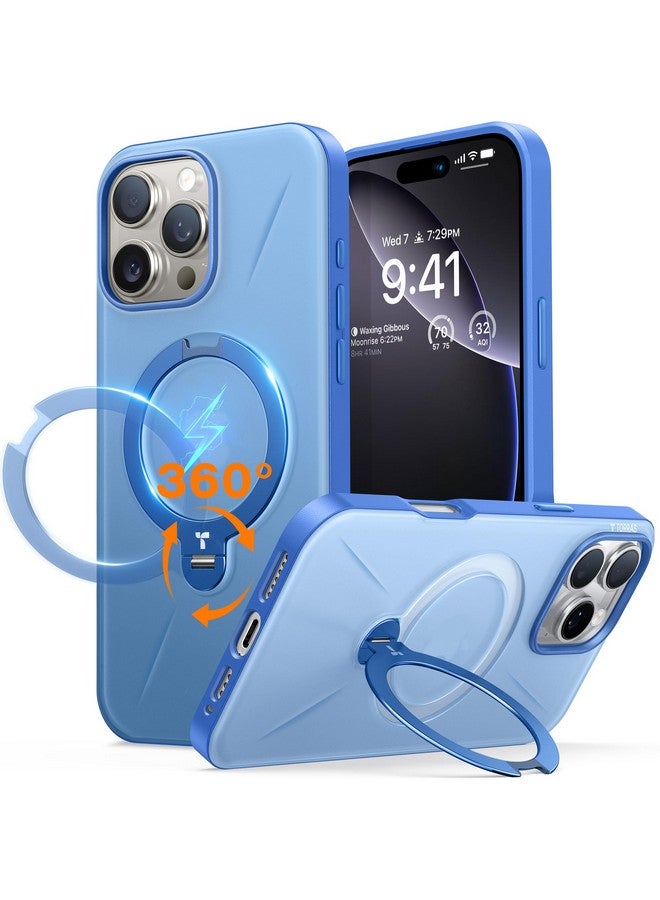TORRAS TORRAS Upgraded 360°Spin Magnetic Stand for iPhone 16 Pro Case, Fit for MagSafe, Built-in Kickstand & Ring Holder, Mil-Grade Protective Soft Edge Slim Case for iPhone 16 Pro, Sapphire Blue, 6.3''  - Image 1