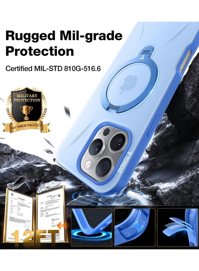 TORRAS TORRAS Upgraded 360°Spin Magnetic Stand for iPhone 16 Pro Case, Fit for MagSafe, Built-in Kickstand & Ring Holder, Mil-Grade Protective Soft Edge Slim Case for iPhone 16 Pro, Sapphire Blue, 6.3''  - Image 5