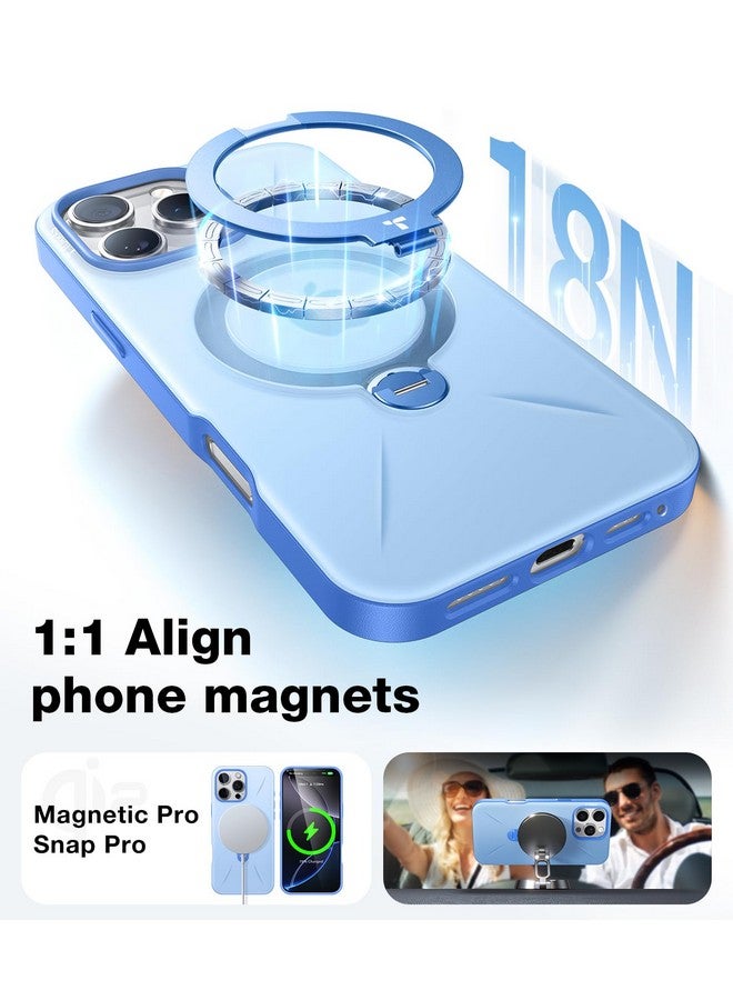 TORRAS TORRAS Upgraded 360°Spin Magnetic Stand for iPhone 16 Pro Case, Fit for MagSafe, Built-in Kickstand & Ring Holder, Mil-Grade Protective Soft Edge Slim Case for iPhone 16 Pro, Sapphire Blue, 6.3''  - Image 4