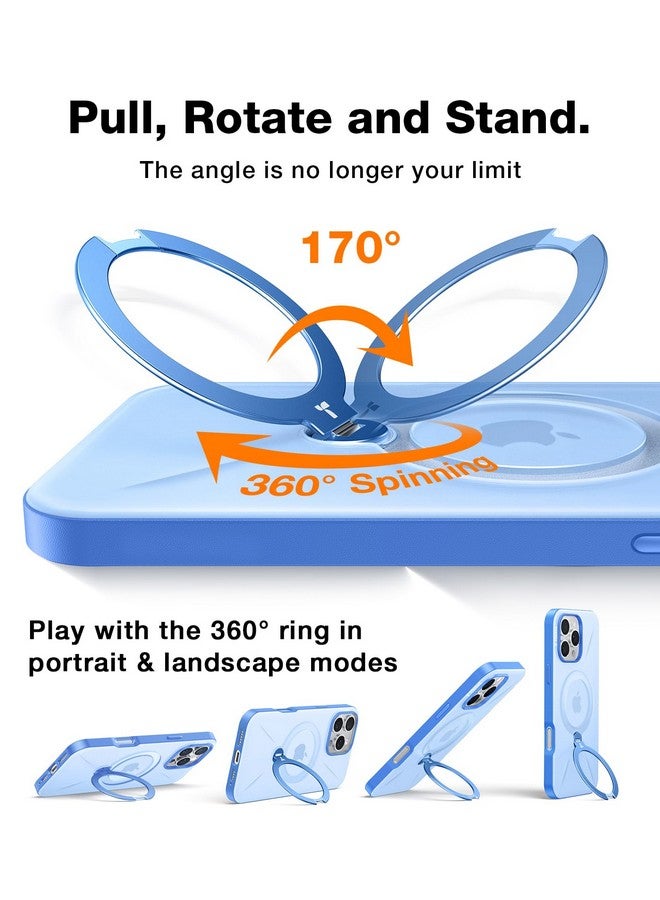 TORRAS TORRAS Upgraded 360°Spin Magnetic Stand for iPhone 16 Pro Case, Fit for MagSafe, Built-in Kickstand & Ring Holder, Mil-Grade Protective Soft Edge Slim Case for iPhone 16 Pro, Sapphire Blue, 6.3''  - Image 3