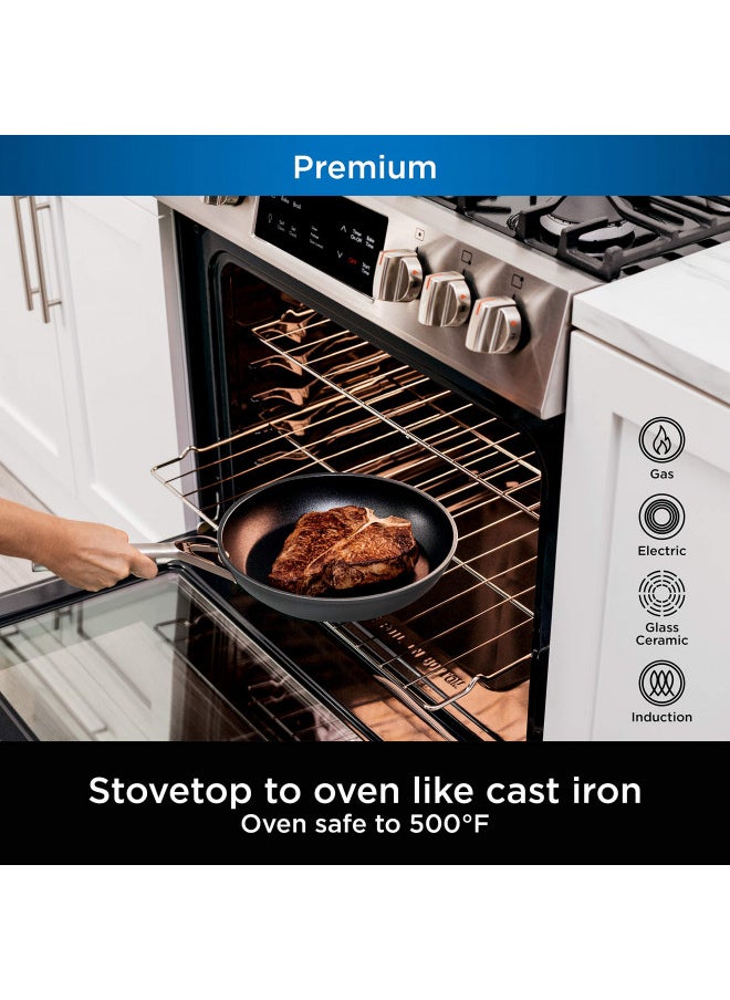 Ninja Ninja C39500 Foodi NeverStick Premium Hard-Anodized 10-Piece Cookware Set, Guaranteed to Never Stick, Nonstick, Durable, Oven Safe to 500°F, Slate Grey  - Image 4