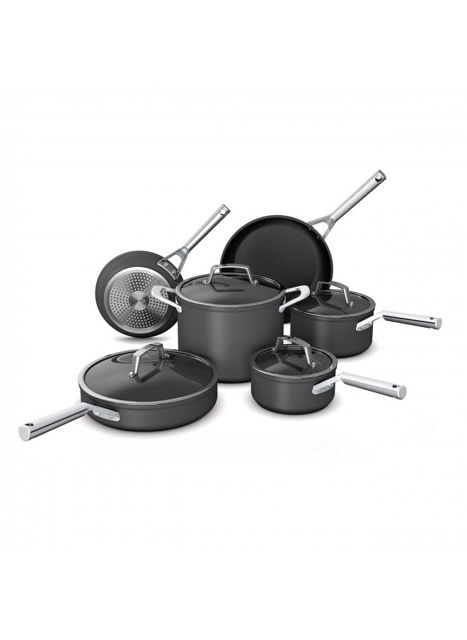 Ninja Ninja C39500 Foodi NeverStick Premium Hard-Anodized 10-Piece Cookware Set, Guaranteed to Never Stick, Nonstick, Durable, Oven Safe to 500°F, Slate Grey  - Image 1