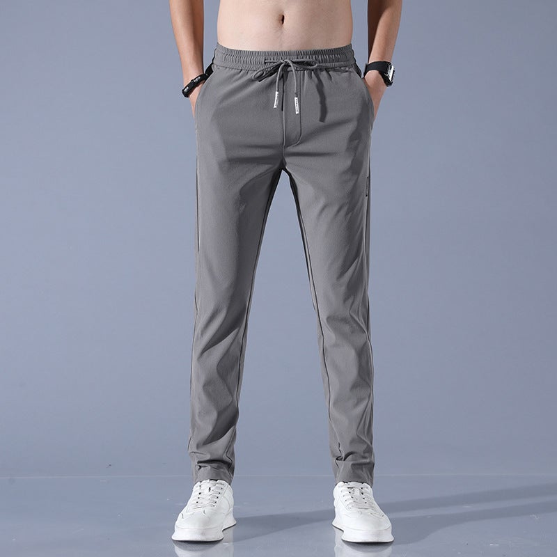 Summer New Mens Casual Trousers Loose Autumn Breathable Small Straight Sports Pants Mens Fashionable Summer Pants Dark gray-thin section - Image 1