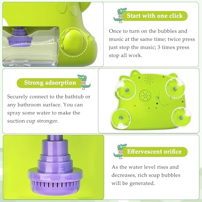 BATH TOY FROM 1 2 3 4 YEARS, BATH TOY BABY WITH MUSIC, FOAM MACHINE BATHTUB, DINOSAUR BUBBLE MACHINE, WATER TOY CHILDREN FROM 0 1 2 3 4 + YEARS - Image 3