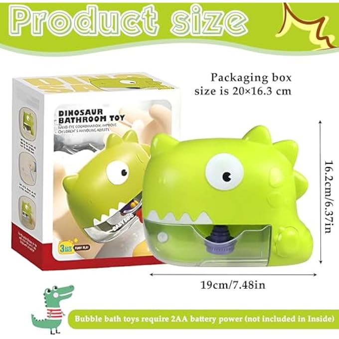 BATH TOY FROM 1 2 3 4 YEARS, BATH TOY BABY WITH MUSIC, FOAM MACHINE BATHTUB, DINOSAUR BUBBLE MACHINE, WATER TOY CHILDREN FROM 0 1 2 3 4 + YEARS - Image 2