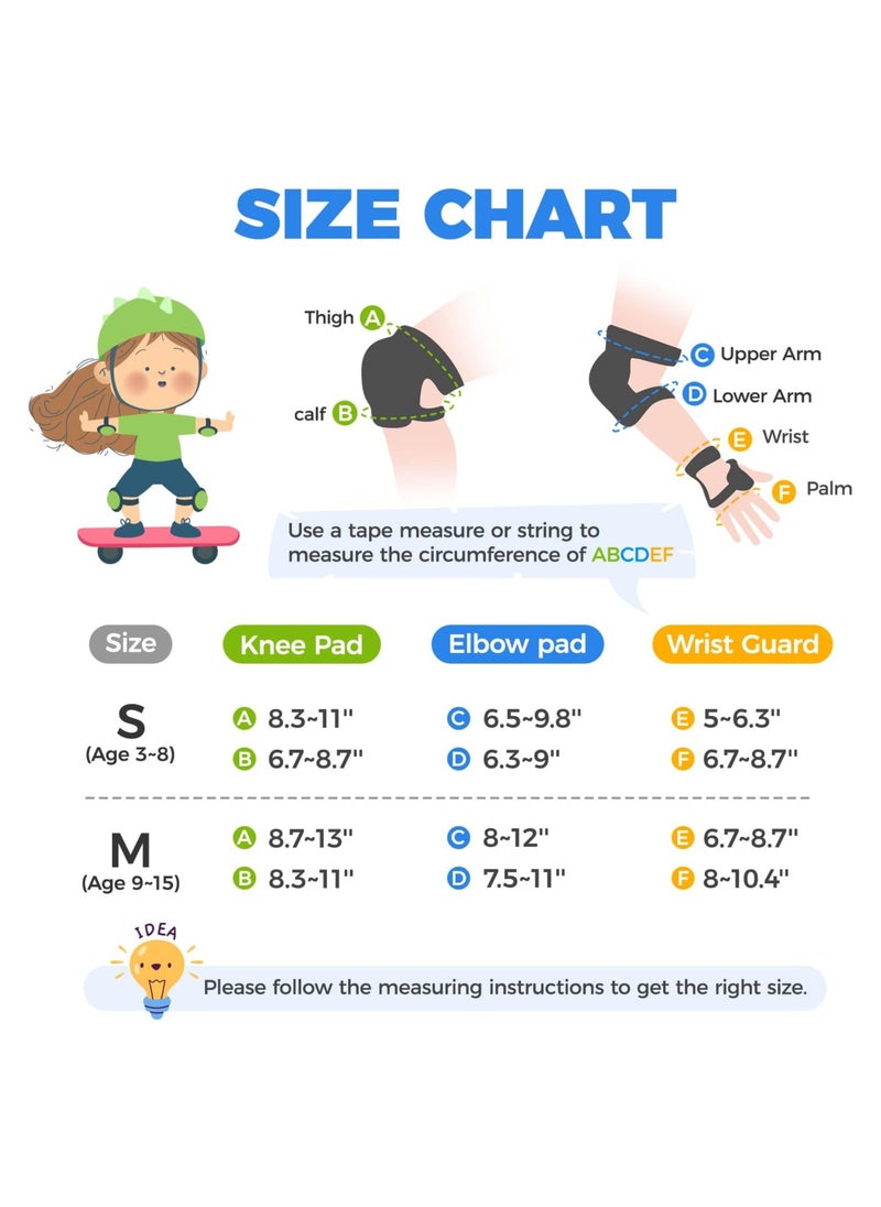 Kids/Youth Knee Pad Elbow Pads Guards Protective Gear Set for Roller Skates Cycling BMX Bike Skateboard Inline Skatings Scooter Riding Sports