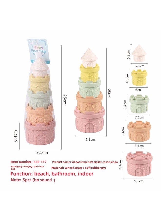 null - Children's Soft Rubber Building Blocks Baby Early Education Color Perception Grasping Training Enlightenment Building Blocks Stacking Toys-Color:638-121 (minimum Order Of 60 Sets) - Image 1