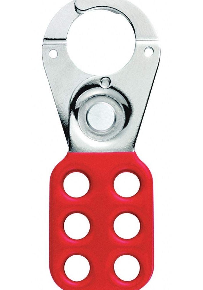 Master Lock Safety Series 1" Jaw Steel Lockout Hasp with Red Plastic Coating