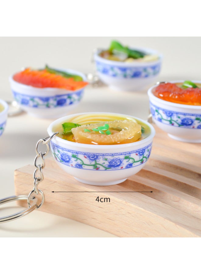 Simulation Food Keychain Simulation Blue And White Porcelain Bowl Noodle Key Ring Mini Food Play Pendant Bag Small Gift Hanging Ornaments-Color:No. 6 Red Date Lotus Seed-[diameter 4CM]]  - Image 5