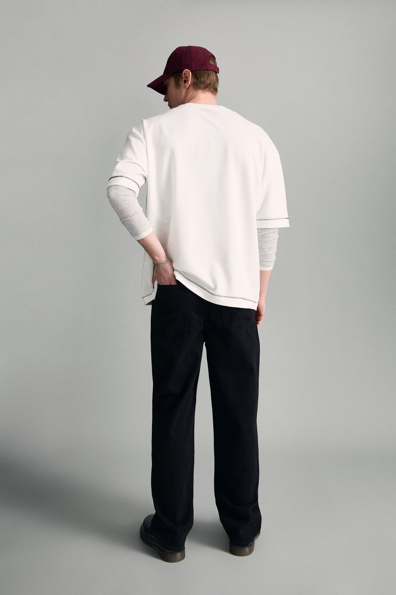 DeFacto Black Man Baggy Fit Wide Leg Jeans Casual - Image 5