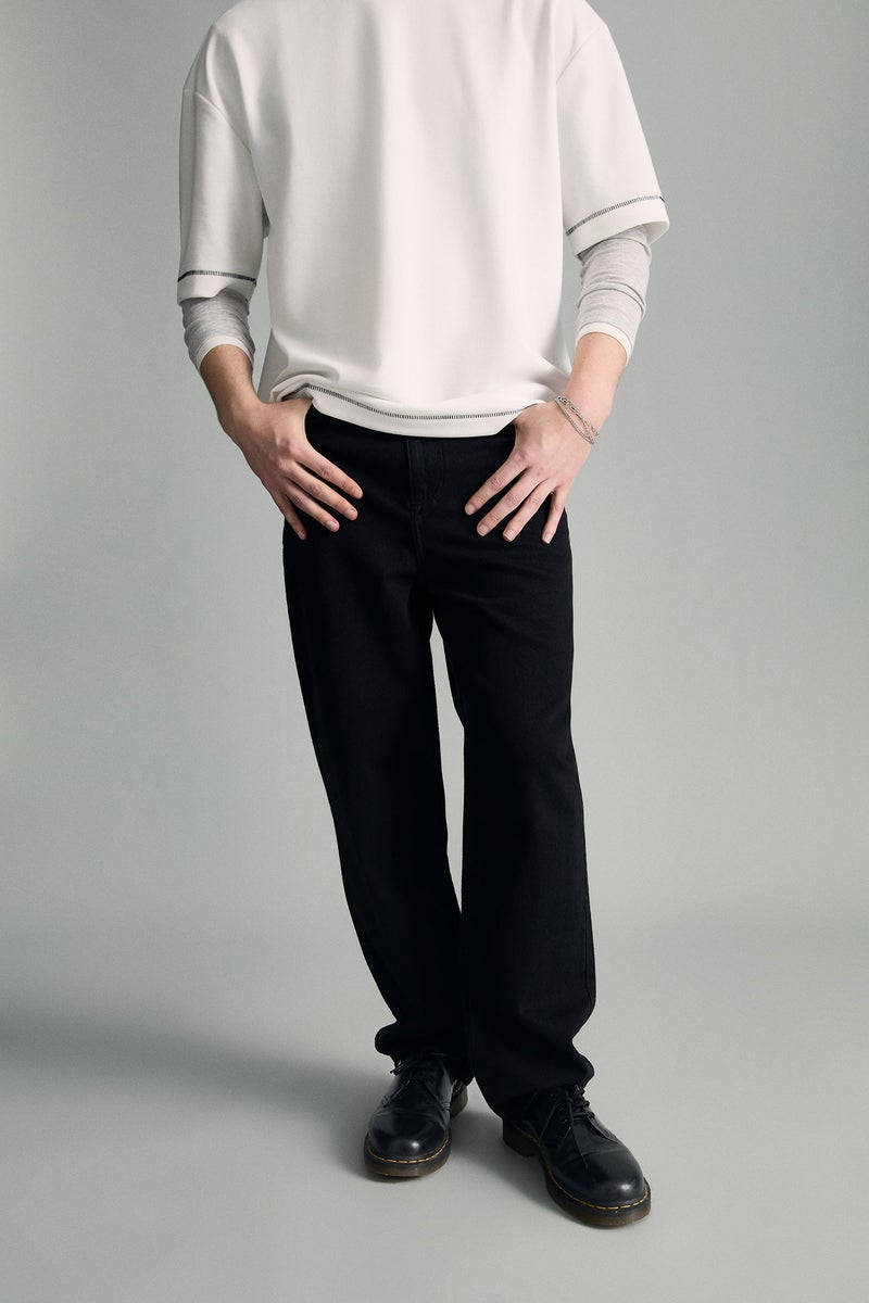 DeFacto Black Man Baggy Fit Wide Leg Jeans Casual - Image 4