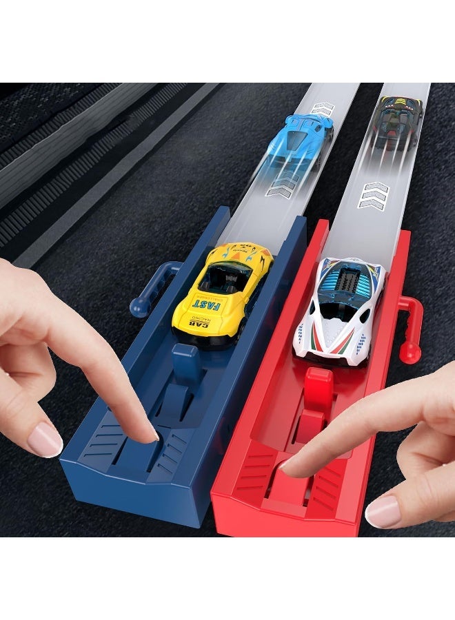 Kidzilla Multiplayer Catapult Racing Track Toy Set - 4-Track Inertia Launch Pad Loop Game with 6 Die-Cast Alloy Mini Toy Cars & Accessories - Image 3