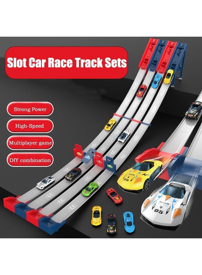 Kidzilla Multiplayer Catapult Racing Track Toy Set - 4-Track Inertia Launch Pad Loop Game with 6 Die-Cast Alloy Mini Toy Cars & Accessories - Image 2