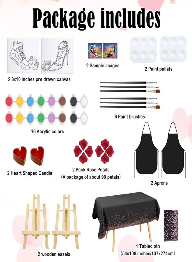Nuberlic Sip and Paint Kit for Adults Date Night kit for Couples Pre Drawn Canvas for Two Adults Afro King and Queen Romantic Valentine's Day Gift 2 Pack 8" X 10" - Image 5