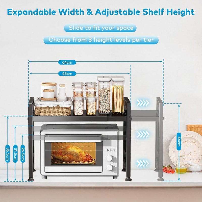 Microwave Oven Rack, Expandable Microwave Toaster Shelf (2 - Tier) - Image 2