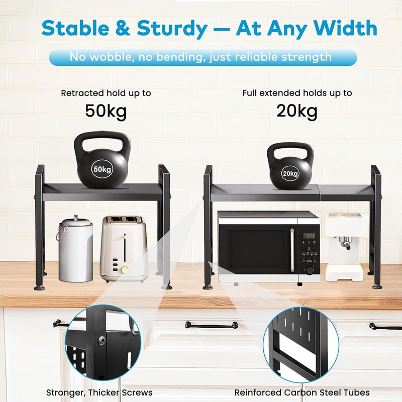 Microwave Oven Rack, Expandable Microwave Toaster Shelf (2 - Tier) - Image 4