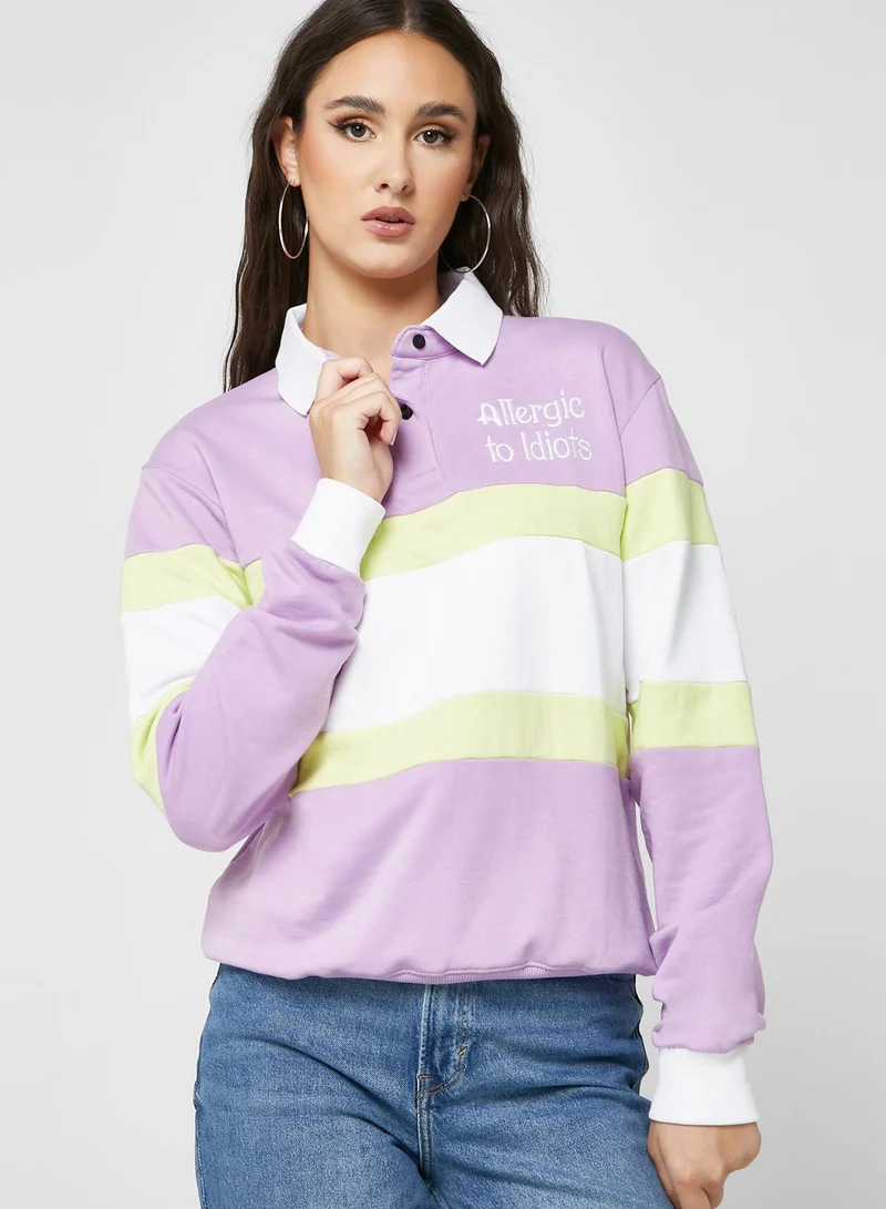 Ginger Varsity Sweatshirt With Collar & Cuff